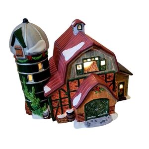 Heartland Valley Village Red Barn Silo Limited Edition Porcelain Lighted House